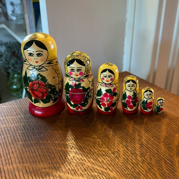 Vintage Other - ❄️Vintage USSR Wooden Russian Nesting Dolls